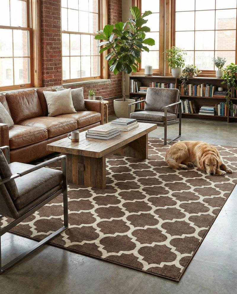 Lattice Gardens Collection Area Rug -  Bloomfield (Brown) Rectangle Brown  lifestyle 4