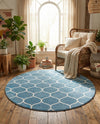 Trellis Mosaic Collection Area Rug -  Pergolatown (Light Blue) Round Light Blue  lifestyle 61