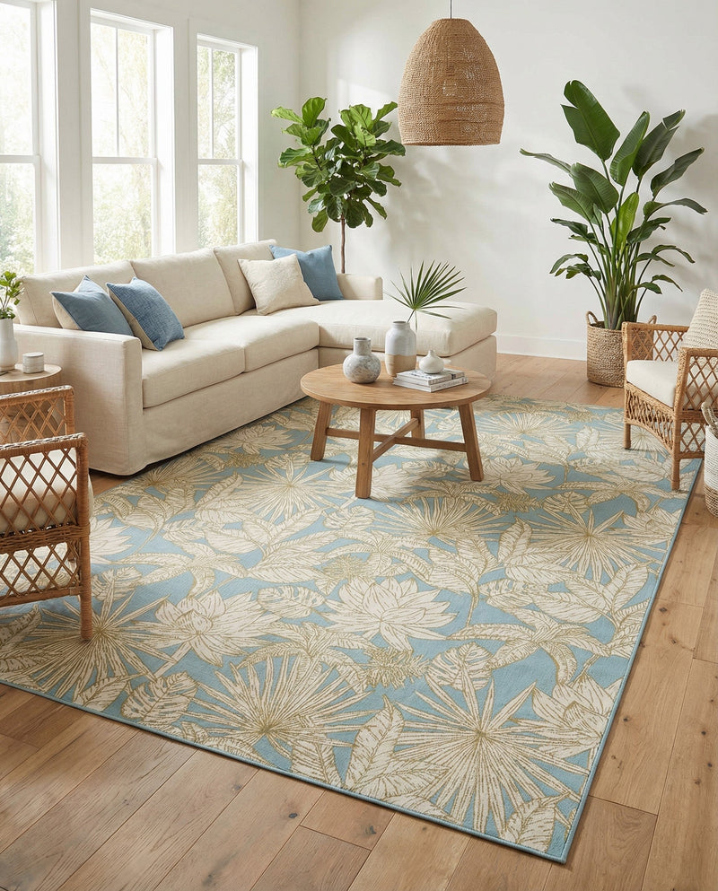 Seaside Blooms Collection Area Rug -  Shalimar Rectangle Soft Blue  lifestyle 27