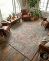 Savannah Threads Collection Area Rug -  Karoo Square Antique Red and Blue  lifestyle 55