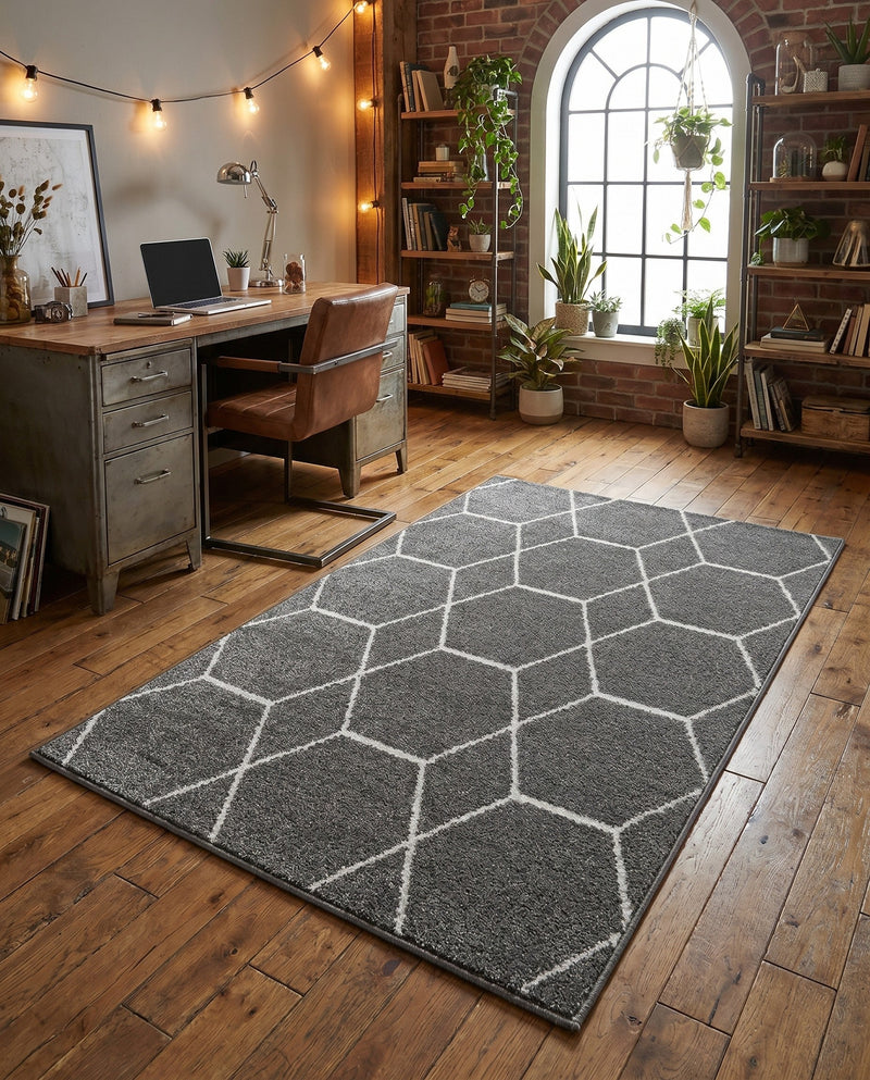 Trellis Mosaic Collection Area Rug - Arborville (Dark Gray) Rectangle Dark Gray  lifestyle 18