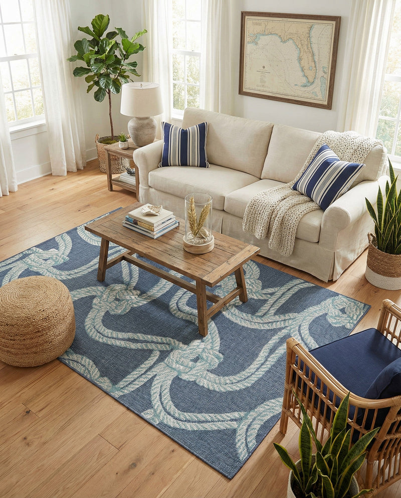 Seaside Haven Rugs Collection Area Rug -  Boardwalk Rectangle Navy Blue  lifestyle 8