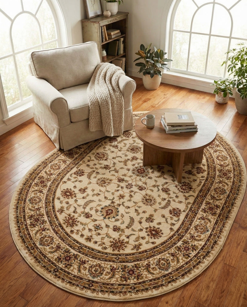Jaipur Elegance Collection Area Rug -  Nahargarh (Cream) Oval Cream  lifestyle 89