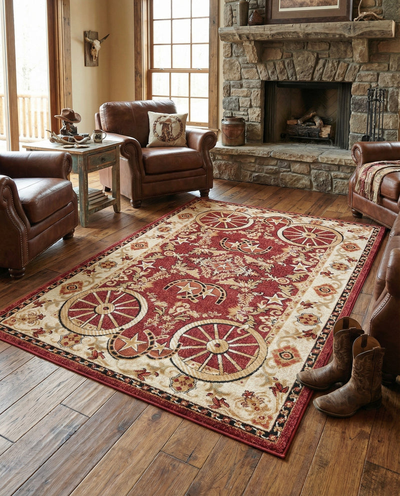 Frontier Trails Collection Area Rug -  Onyx Rectangle Red  lifestyle 63