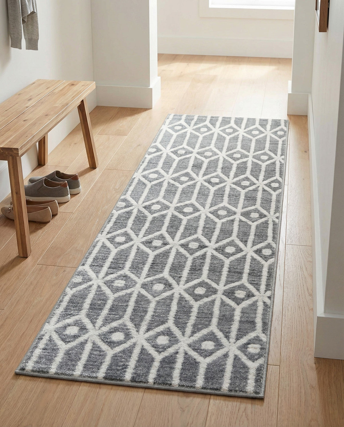 Garden Maze Retreat Collection Area Rug -  Mazeview Runner Gray  lifestyle 117