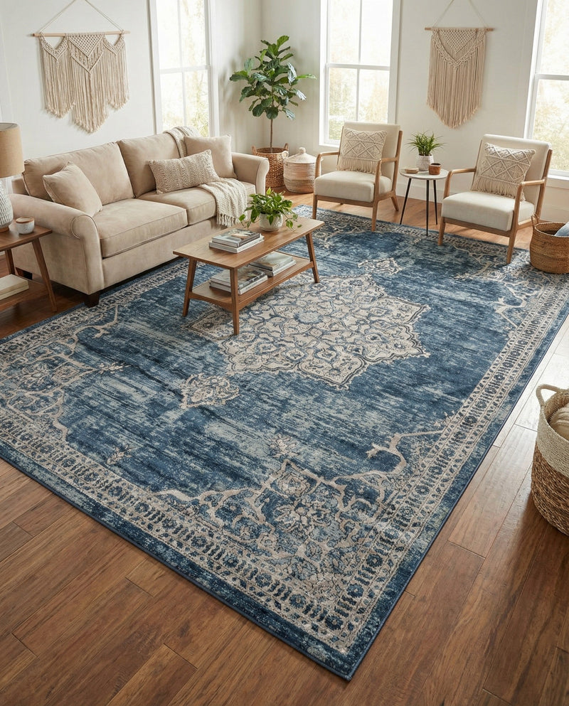 Mykonos Manor Collection Area Rug -  Tinos (Blue) Rectangle Blue  lifestyle 6