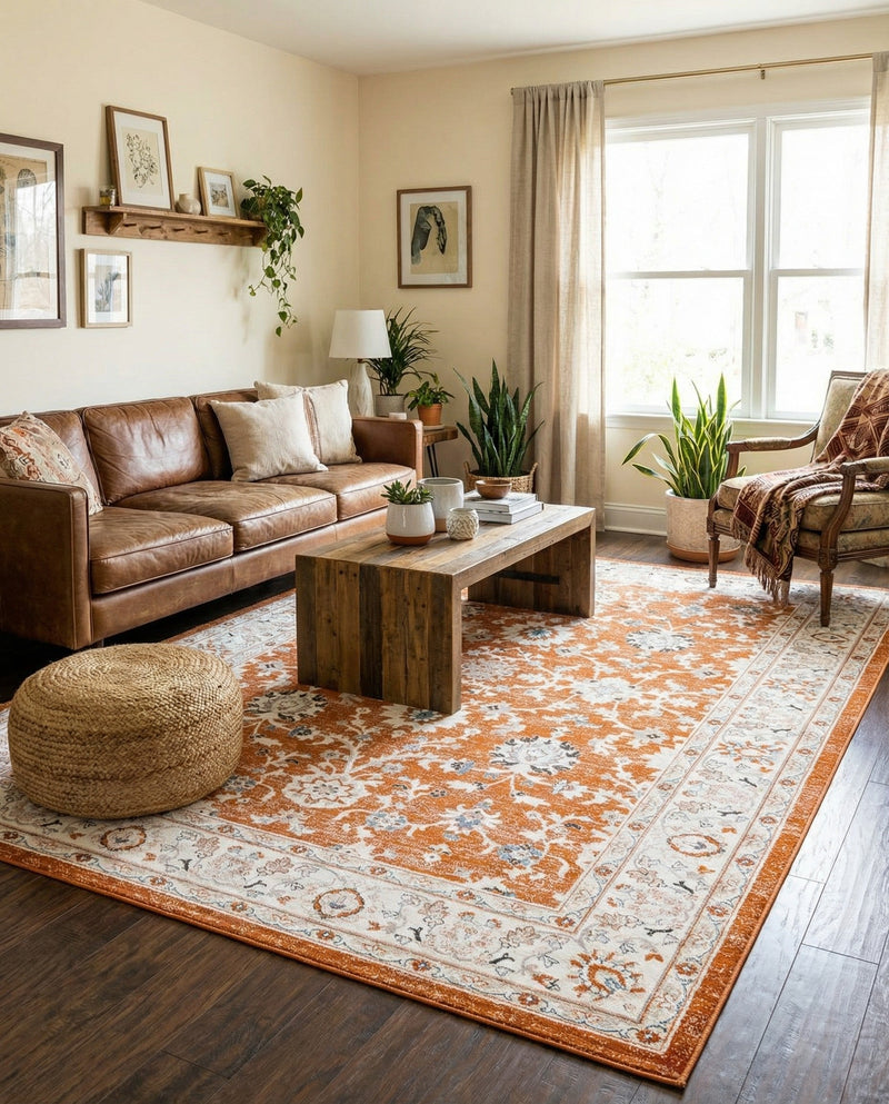 Savannah Elegance Collection Area Rug - Augusta (Rust Red) Rectangle Rust Red  lifestyle 4