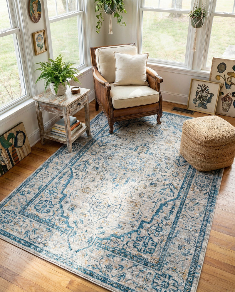 Seville Stripes Collection Area Rug - Cadiz (Light Gray) Rectangle Light Gray  lifestyle 7