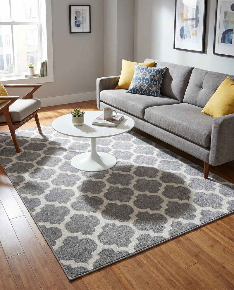 Lattice Gardens Collection Area Rug -  Bloomfield (Dark Gray) Rectangle Dark Gray  lifestyle 19