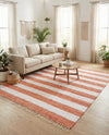 Tassel Trail Collection Area Rug - Pathway (Coral and Ivory) Rectangle Coral and Ivory  lifestyle 7