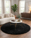Eternal Plush Oasis Collection Area Rug -  Tranquility (Onyx Black) Round Onyx Black  lifestyle 59