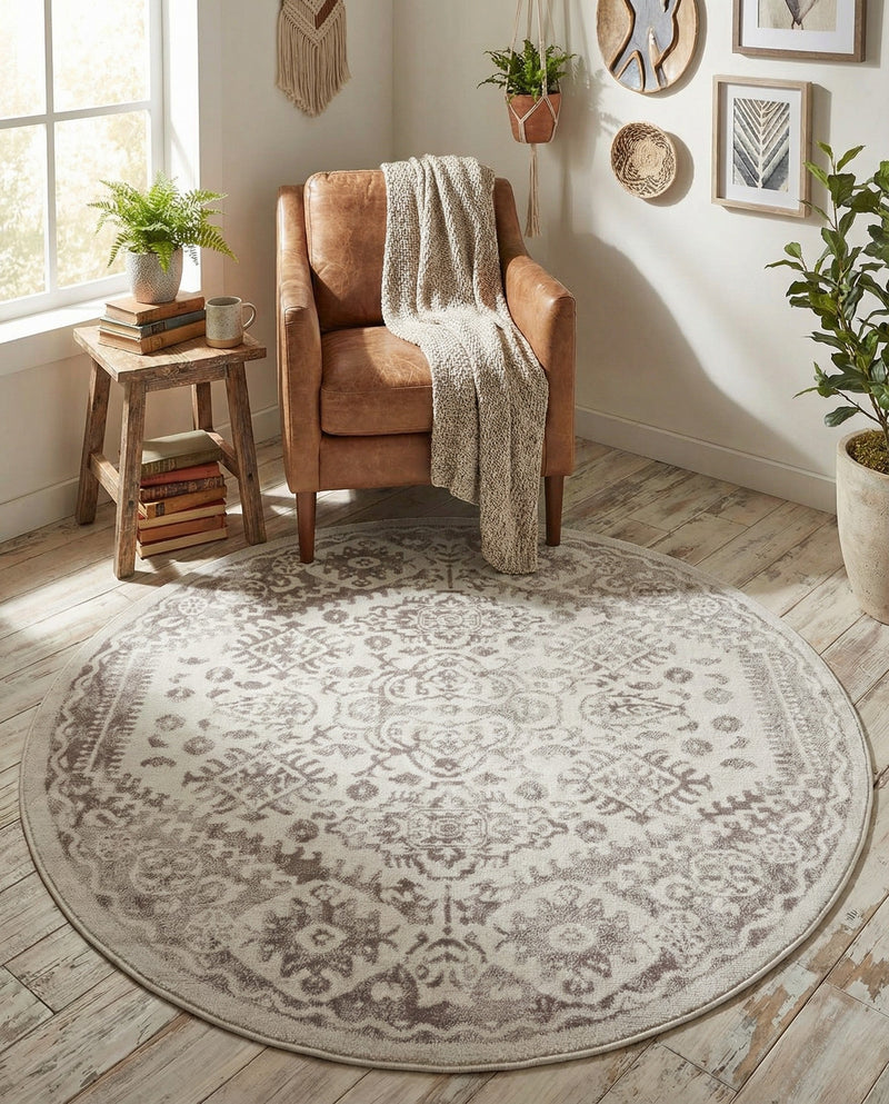 Cambridge Classics Collection Area Rug -  Fitzwilliam (Cream) Round Cream  lifestyle 74