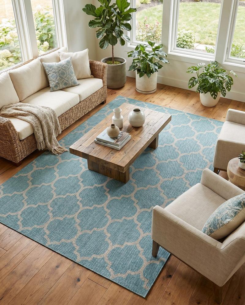 Savannah Pergola Collection Area Rug - Arbor (Aquamarine) Rectangle Aquamarine  lifestyle 25