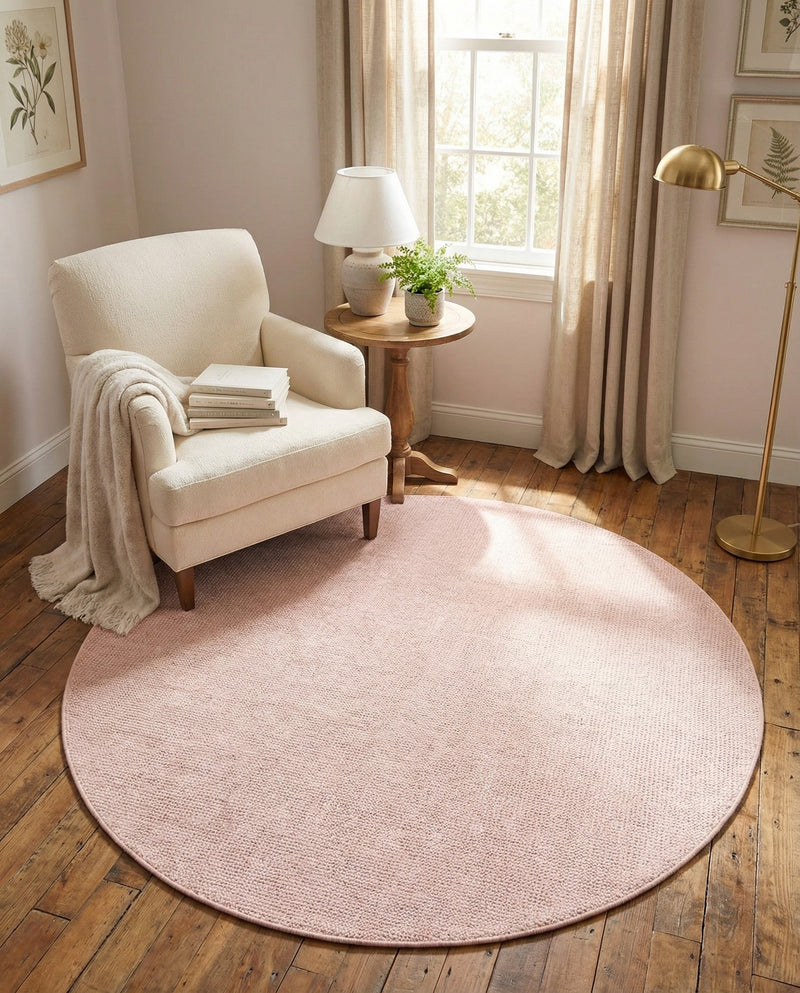 Berkshire Estate Collection Area Rug - Windsor (English Rose) Round English Rose  lifestyle 80