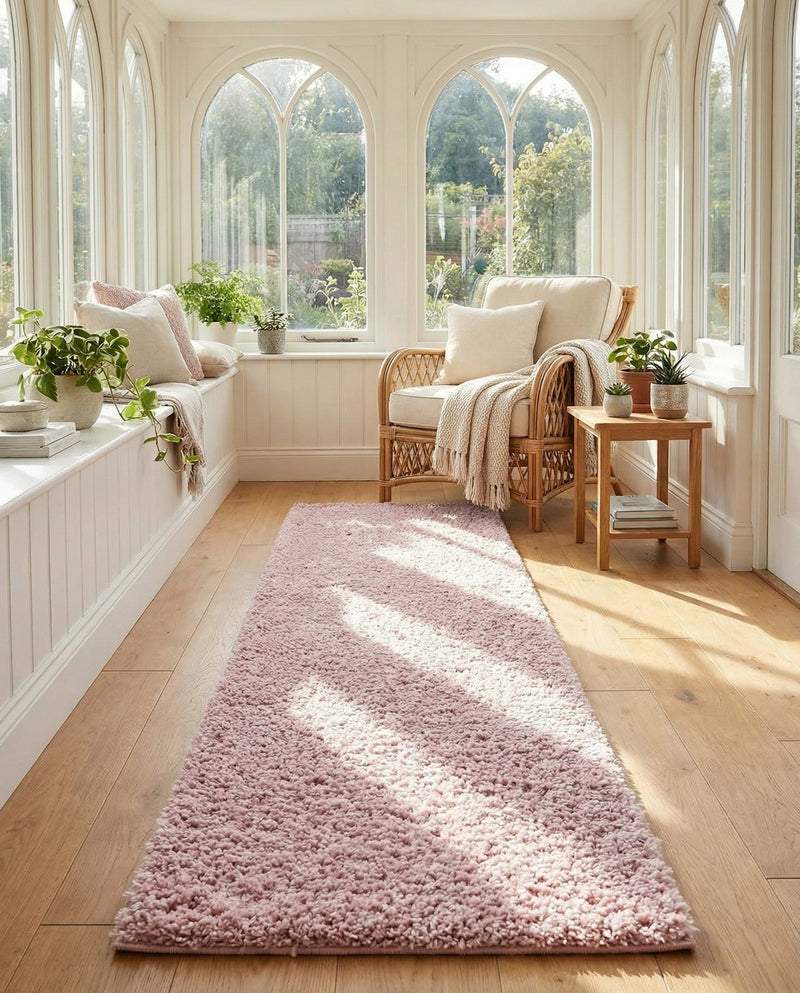 Cozy Comfort Shag Collection Area Rug - Haven (Pink) Runner Pink  lifestyle 69