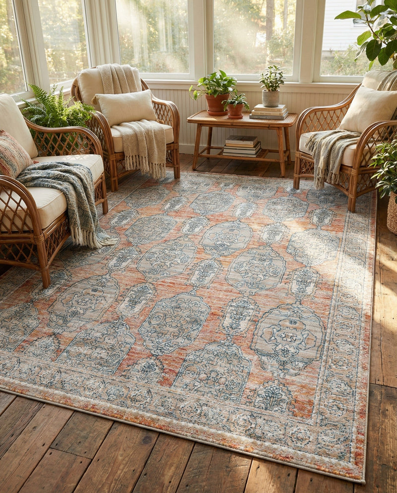 Seville Stripes Collection Area Rug -  Granada (Brick Red) Rectangle Brick Red  lifestyle 10