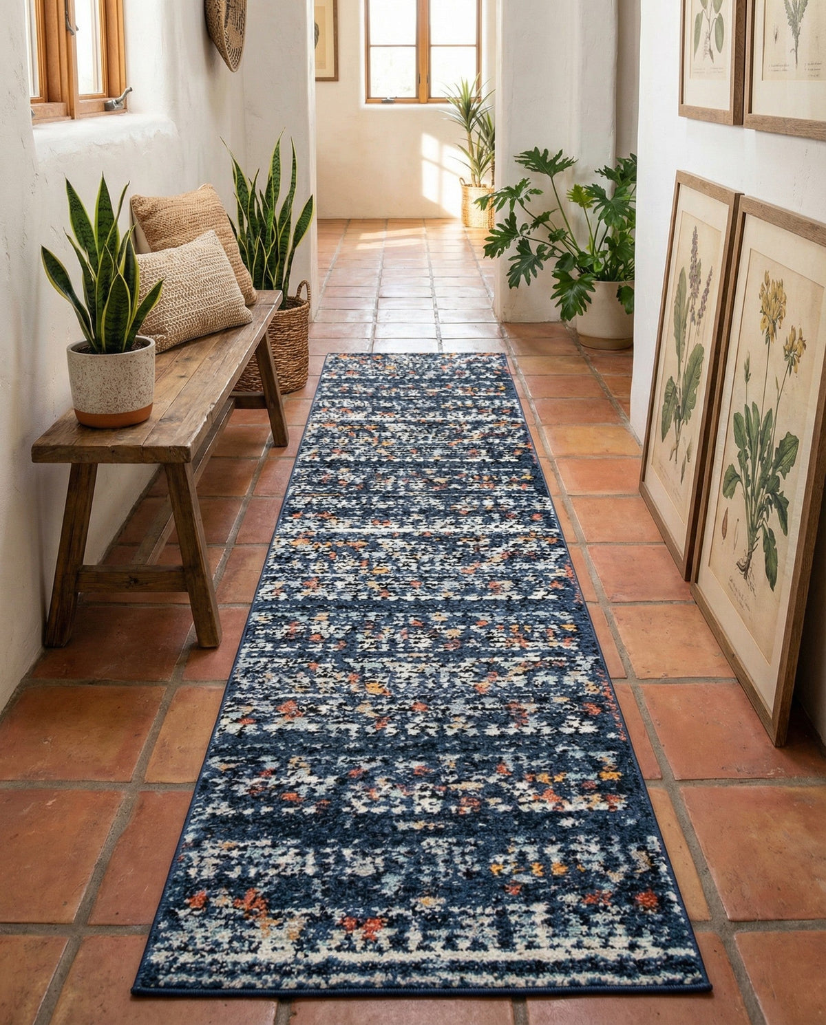 Tangier Treasures Collection Area Rug -  Marrakech Runner Navy Blue  lifestyle 97