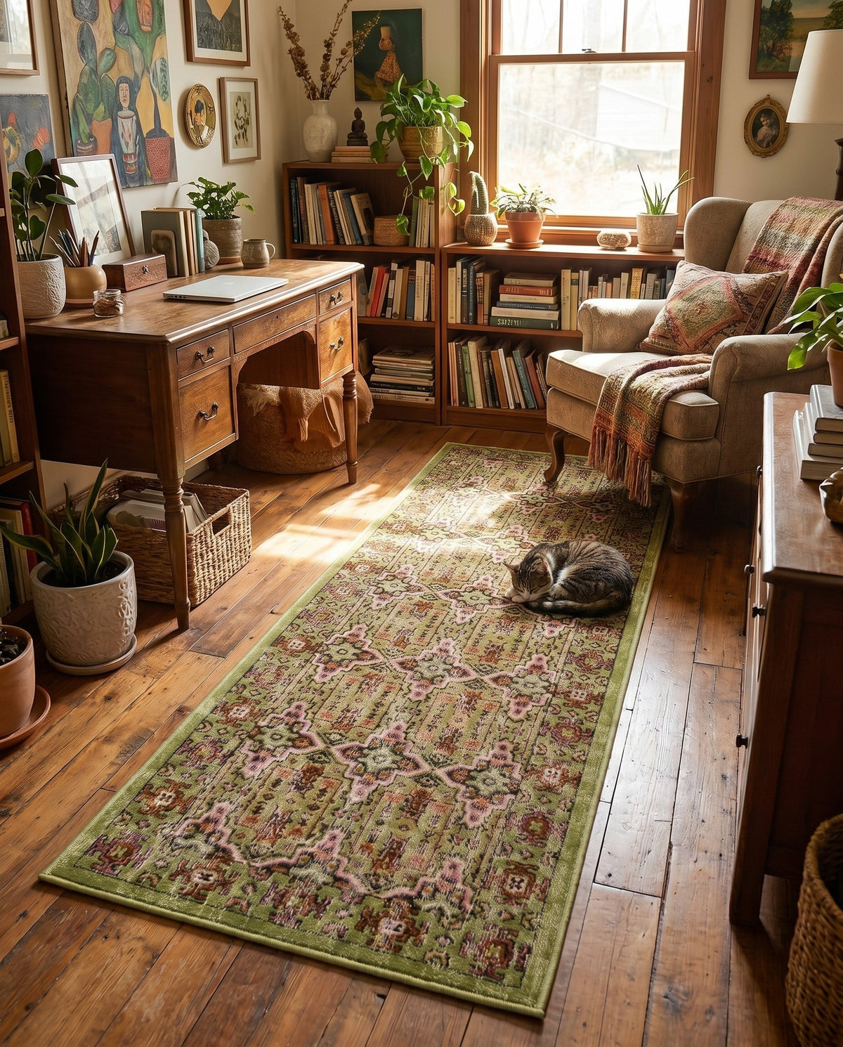 Geneva Terrace Collection Area Rug -  Nyon Runner Green  lifestyle 86