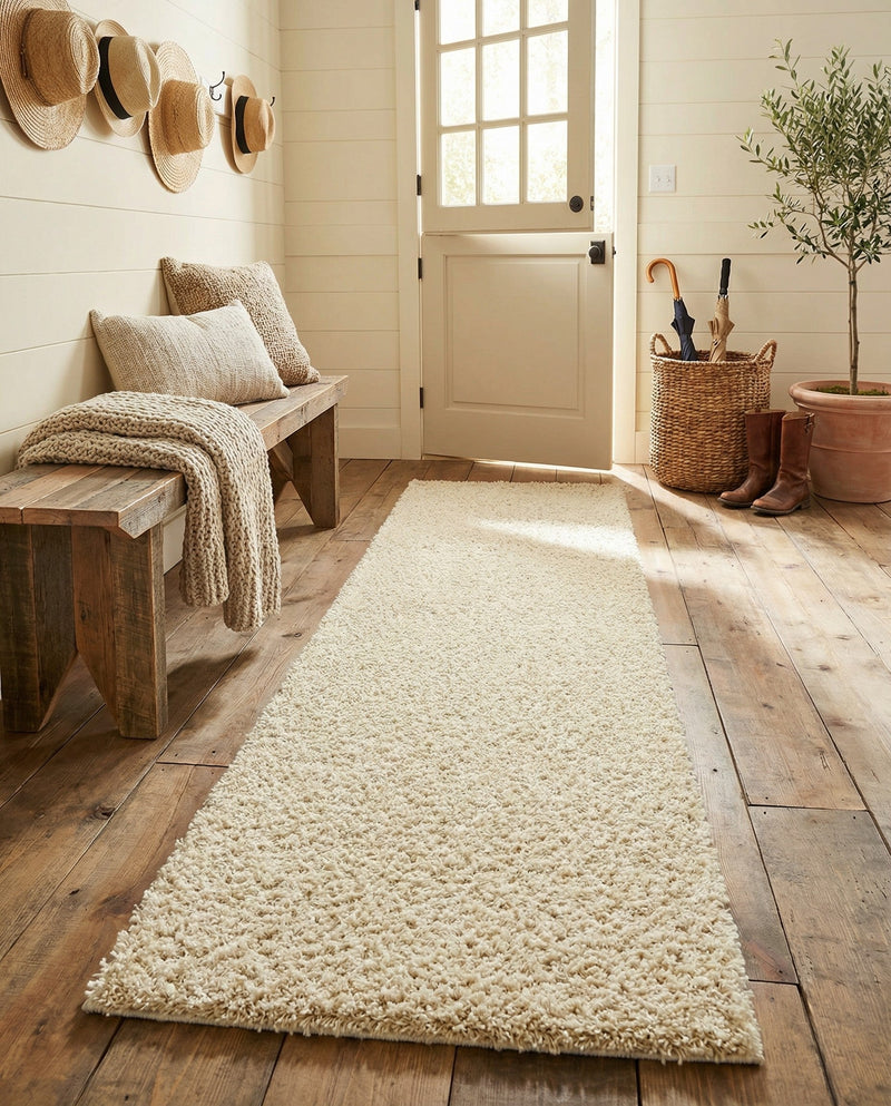 Plush Oasis Collection Area Rug - Serenity (Pure Ivory) Runner Pure Ivory  lifestyle 78