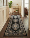 Tabriz Tapestry Collection Area Rug - Azerbaijan (Black) Runner Black  lifestyle 42