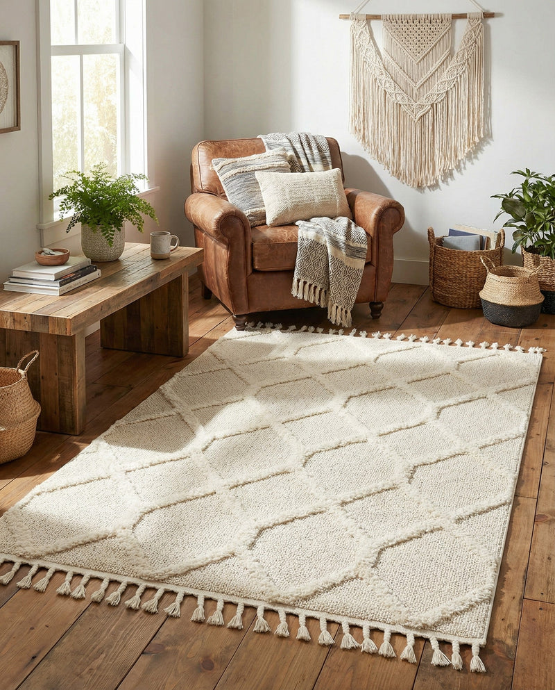 Sahara Chic Collection Area Rug -  Tuareg Rectangle Ivory  lifestyle 25