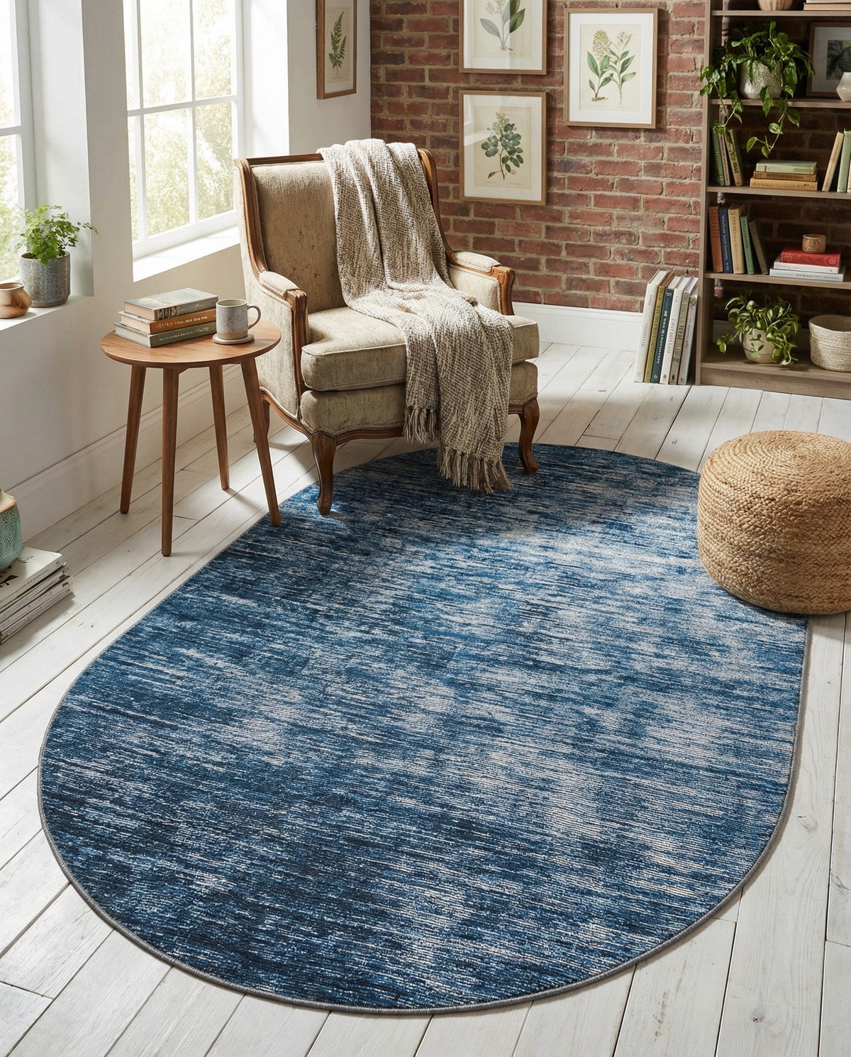 Sahara Essence Collection Area Rug - Oasis (Blue) Oval Blue  lifestyle 85