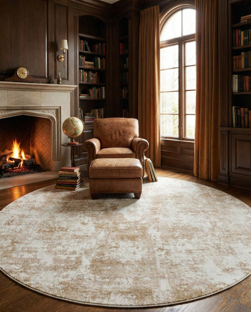 Luminara Sands Collection Area Rug - Elysium (Sand) Round Sand  lifestyle 44