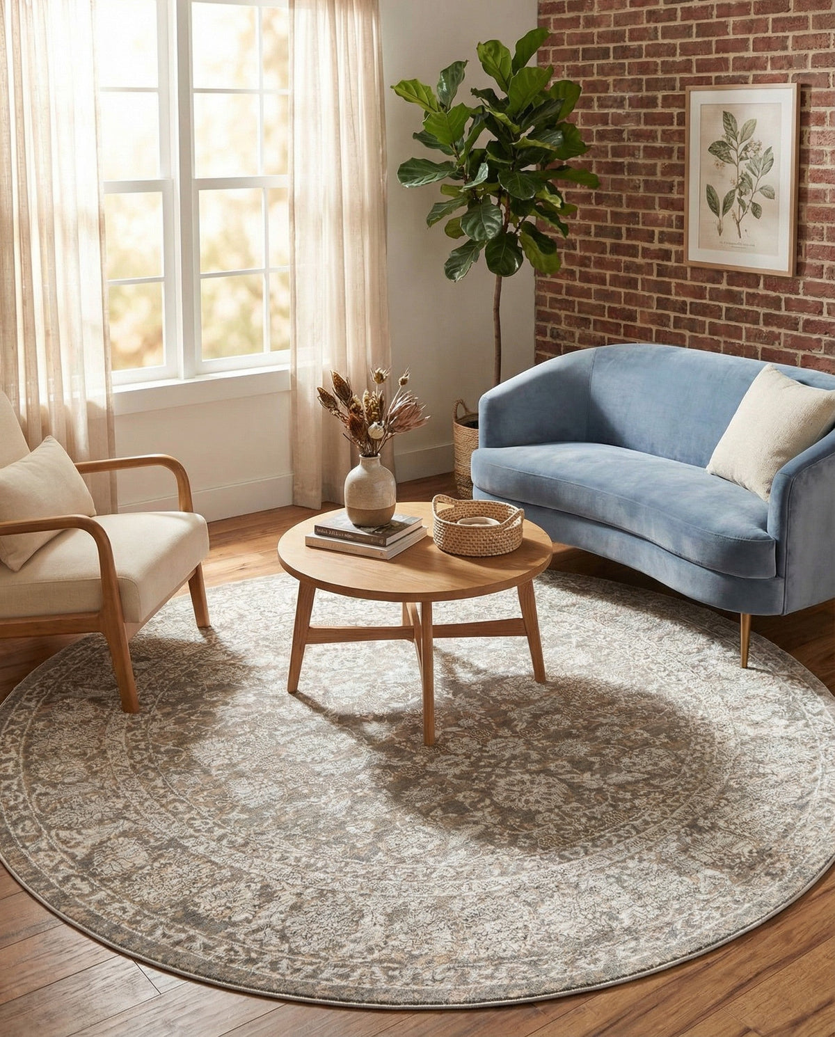 Metro Heights Collection Area Rug -  Astoria Round Gray  lifestyle 110