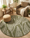 Seaside Blooms Collection Area Rug -  Evergreen (Green) Round Green  lifestyle 56