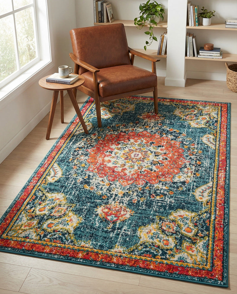Brighton Terrace Collection Area Rug - Hove (Blue) Rectangle Blue  lifestyle 13