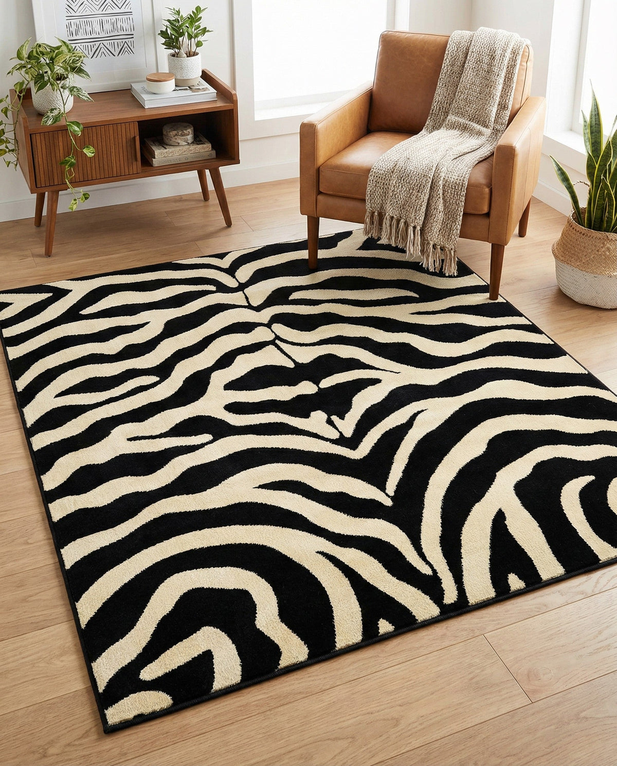 Savannah Sojourn Collection Area Rug -  Kilimanjaro Square Black  lifestyle 92