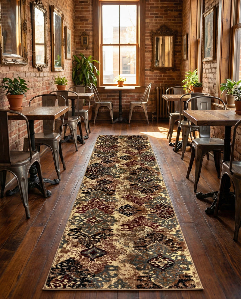 Bistro Lounge Collection Area Rug -  Piccolo Runner Beige  lifestyle 70
