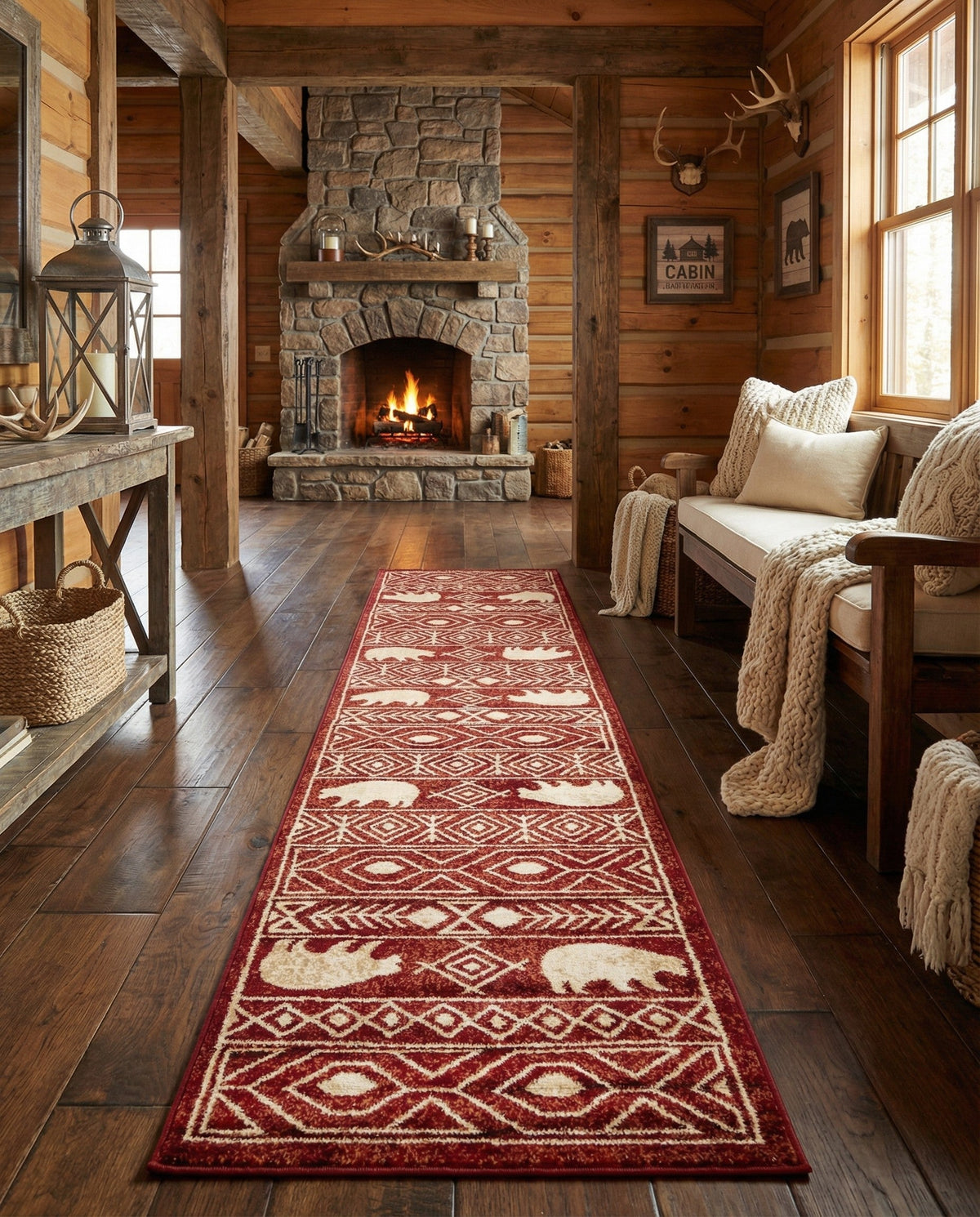 Frontier Trails Collection Area Rug -  Sedona Runner Red  lifestyle 136