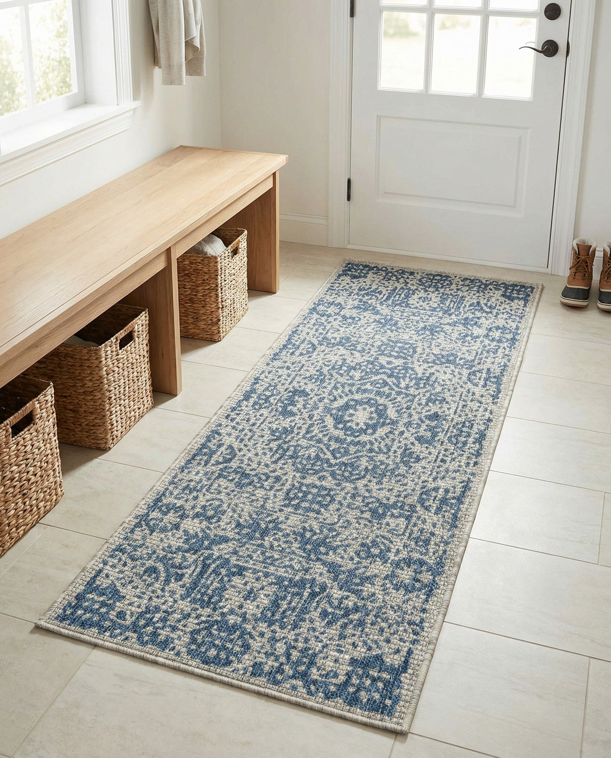Patio Heritage Collection Area Rug - Savannah (Blue) Runner Blue  lifestyle 130