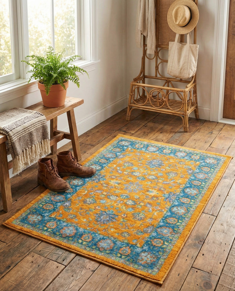 Casablanca Tapestry Collection Area Rug -  Marrakech (Sunshine Yellow) Rectangle Sunshine Yellow  lifestyle 15