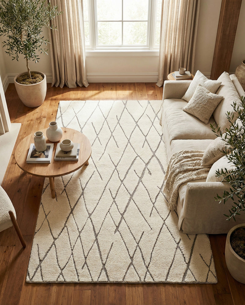 Sahara Berber Wool Collection Area Rug - Marrakesh Rectangle Pure Ivory  lifestyle 29