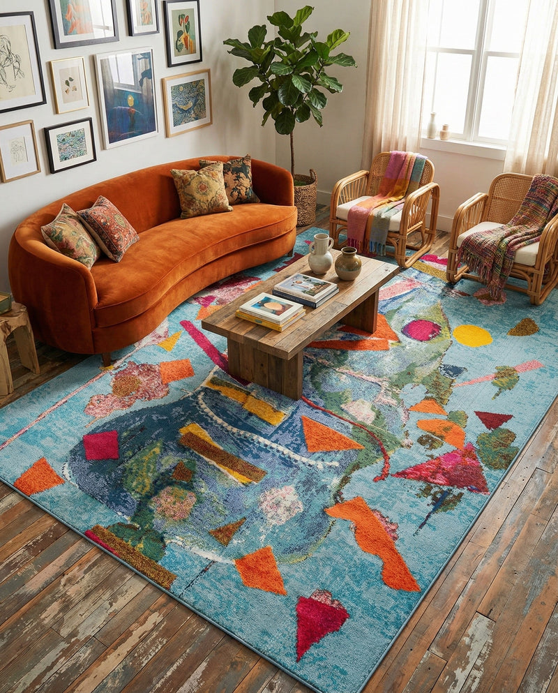 Colorburst Oasis Collection Area Rug -  Fresco Rectangle Aqua  lifestyle 4