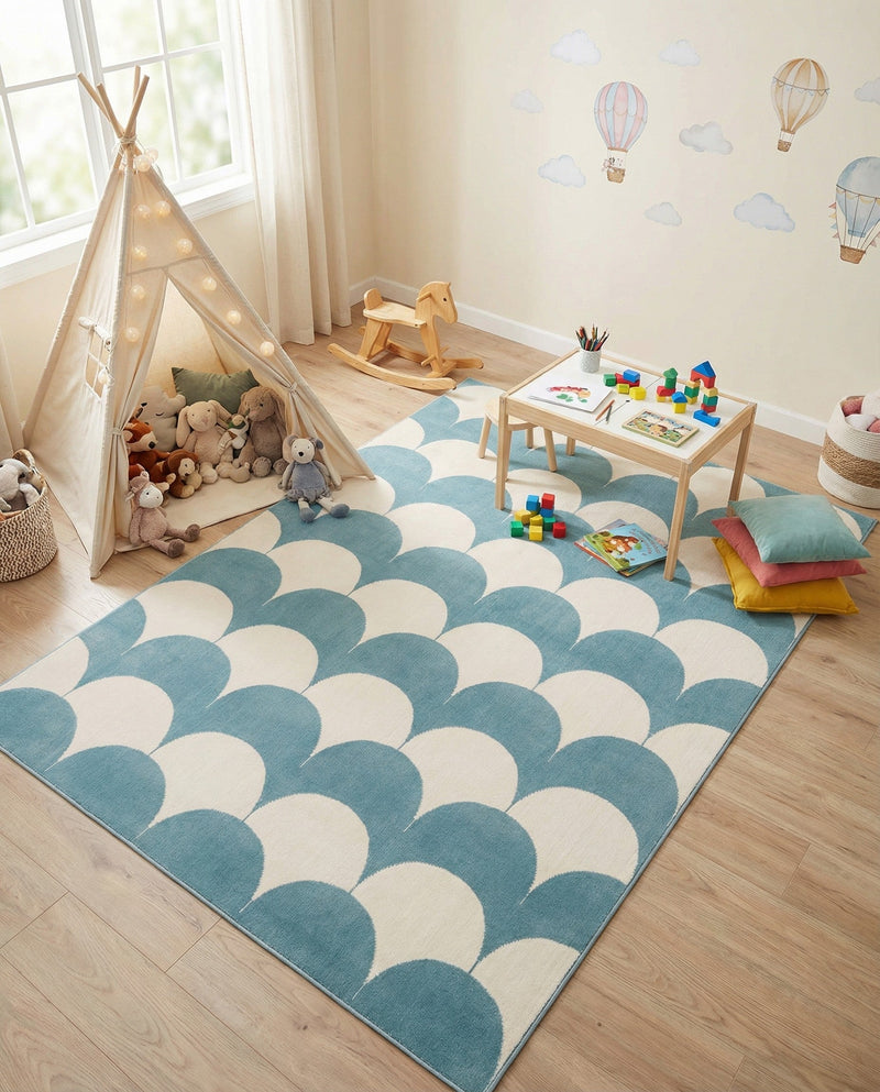 Wonder Tykes Collection Area Rug - Sparklewood Rectangle Sky blue  lifestyle 12
