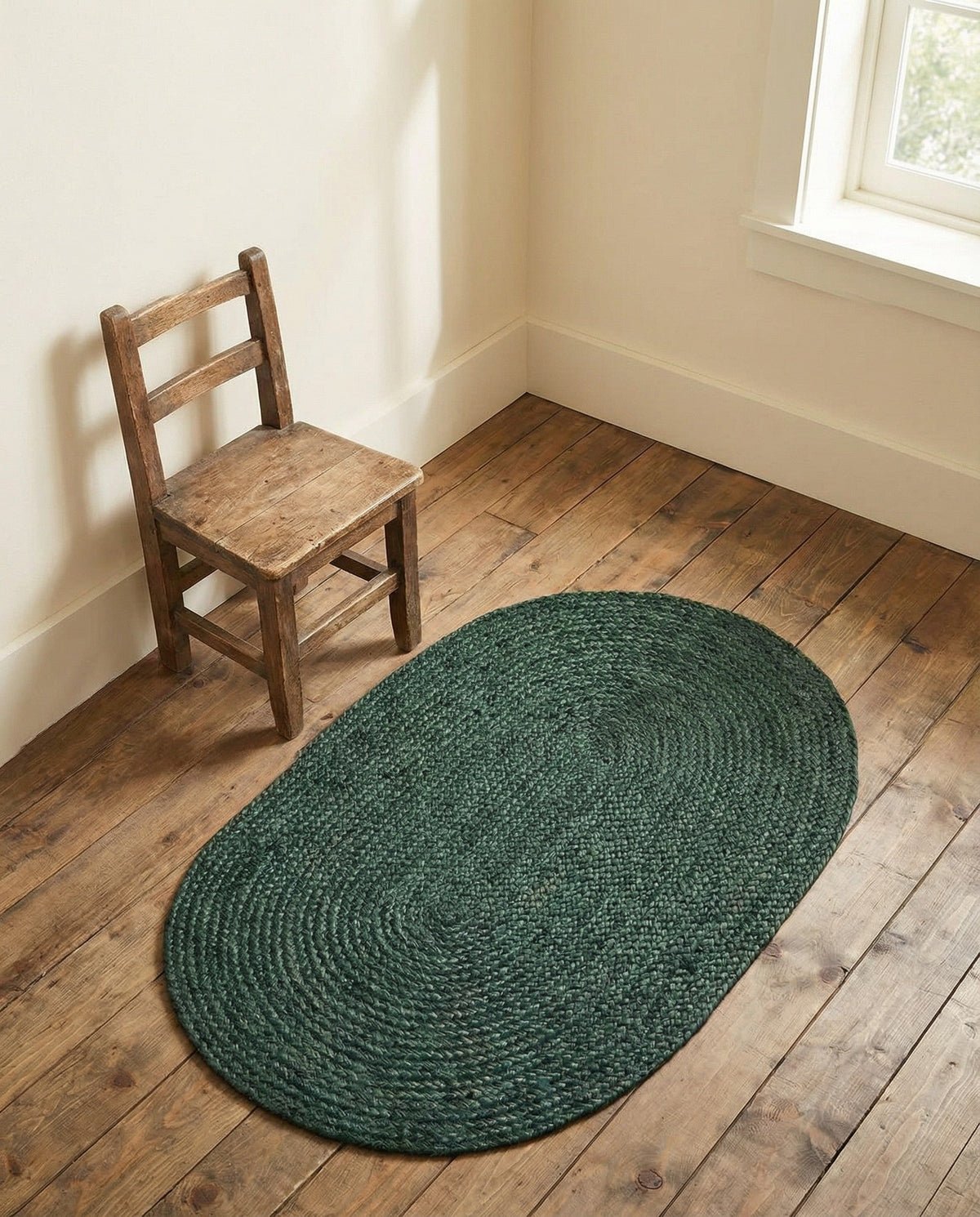 Woven Seaside Jute Collection Area Rug - Martha's Oval Green  lifestyle 109