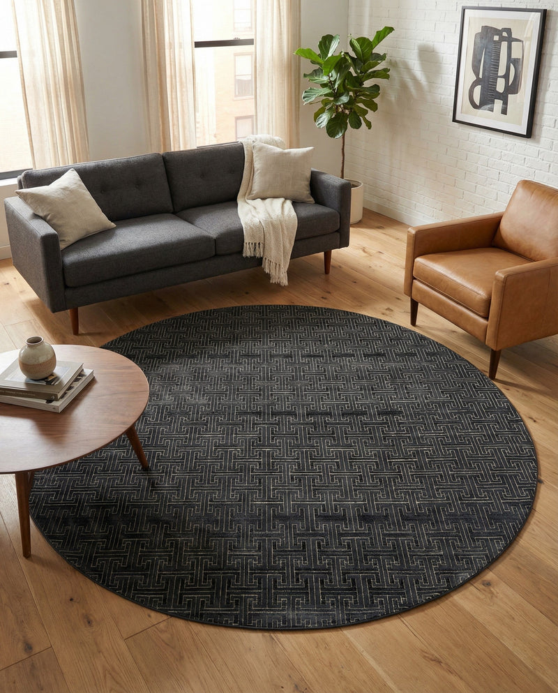Metro Heights Collection Area Rug -  Hamilton Round Navy Blue  lifestyle 70