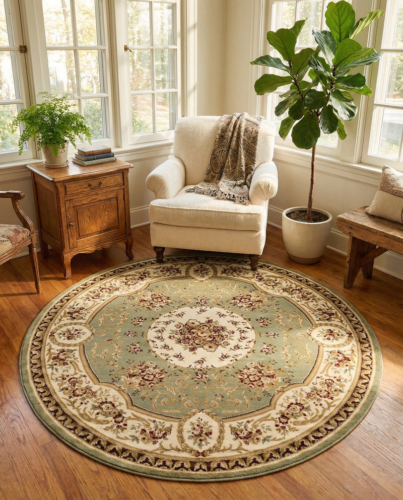 Versailles Elegance Collection Area Rug -  Bellevue Round Green  lifestyle 79