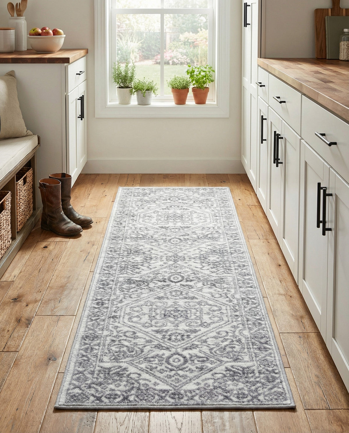Charleston Elegance Collection Area Rug - Harborview Runner White  lifestyle 106