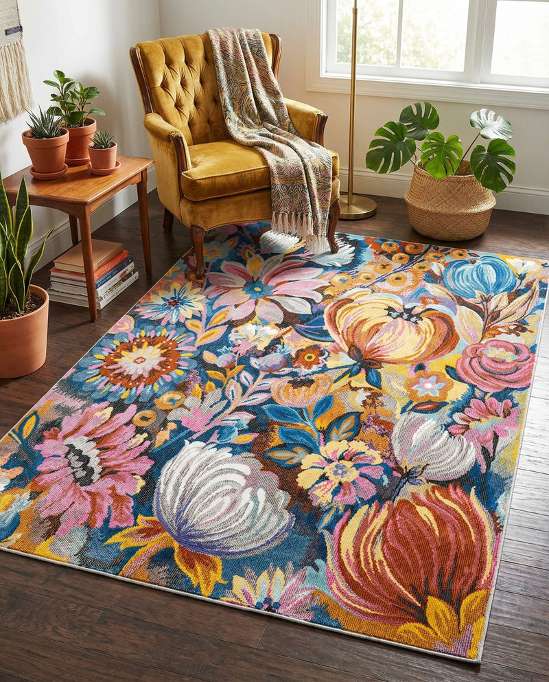 Meadow Breeze Collection Area Rug -  Daffodil Rectangle Multi  lifestyle 8