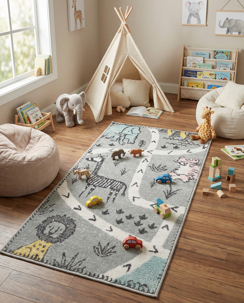 Wonder Tykes Collection Area Rug -  Enigma Runner Gray  lifestyle 50