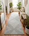 Seychelles Stripes Collection Area Rug - Mahe (Gray and Ivory) Runner Gray and Ivory  lifestyle 62