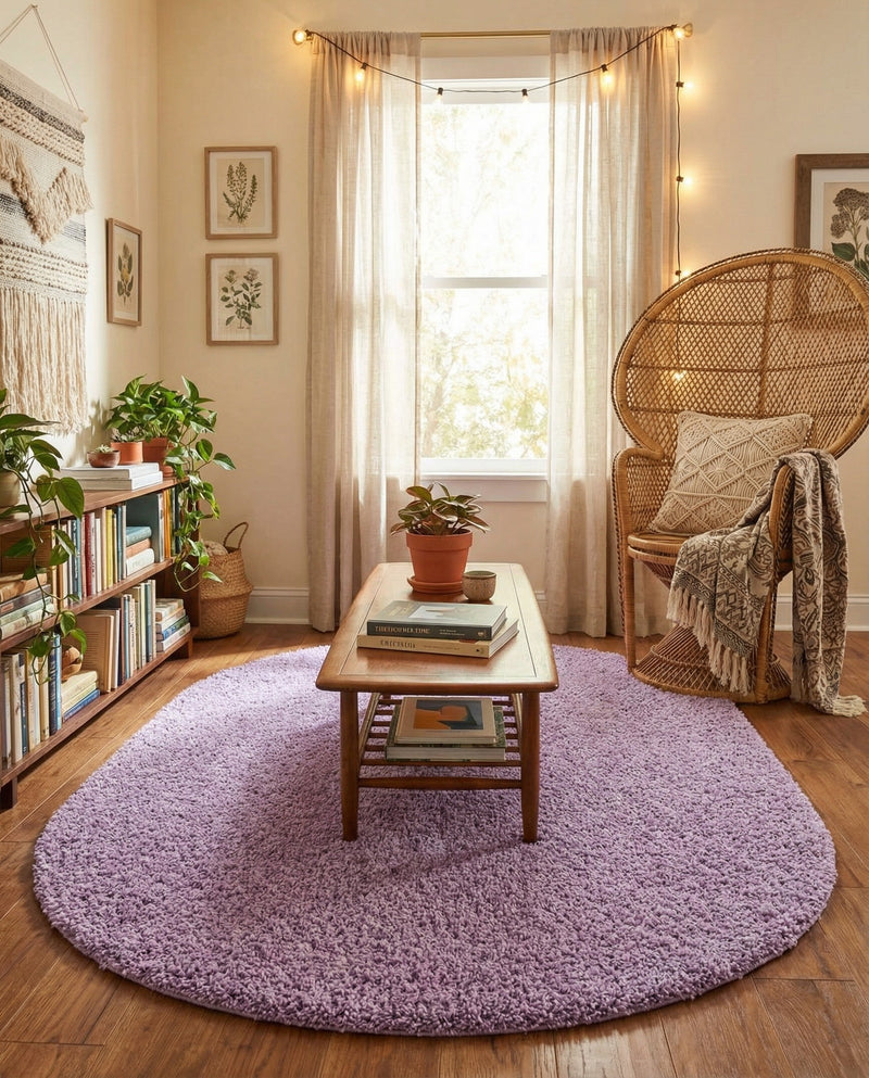 Plush Oasis Collection Area Rug - Serenity (Lilac) Oval Lilac  lifestyle 89