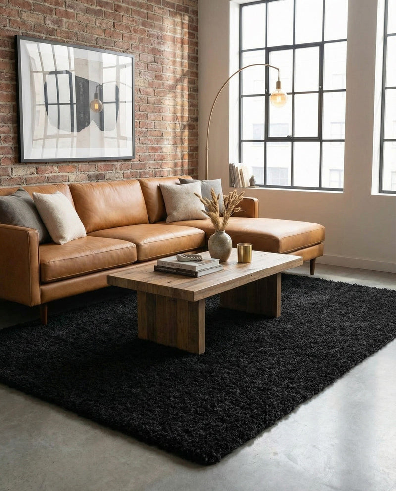 Plush Oasis Collection Area Rug - Serenity (Jet Black) Rectangle Jet Black  lifestyle 20