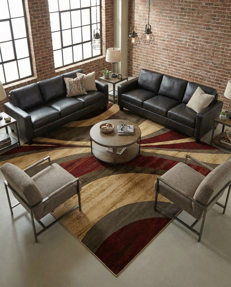 Bistro Lounge Collection Area Rug -  Frappe Square Beige  lifestyle 64