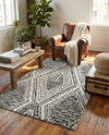 Marrakech Mosaic Collection Area Rug -  Medina Rectangle Black and White  lifestyle 16