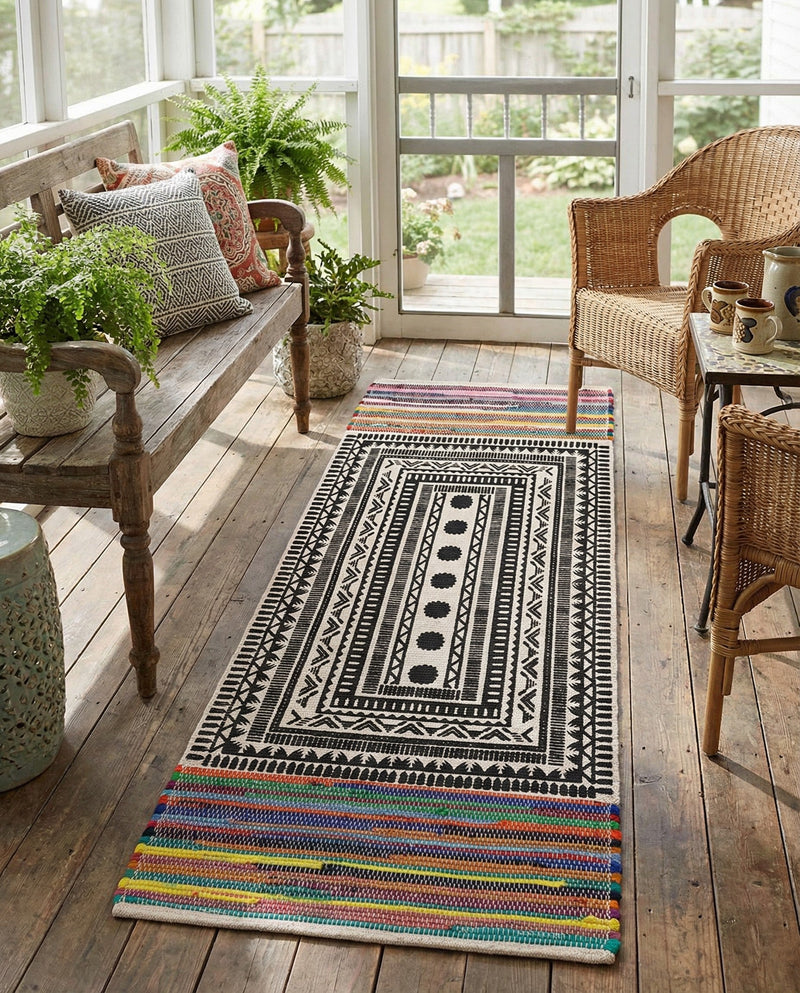 Thar Cotton Collection Area Rug -  Kovalam Runner Multi  lifestyle 53